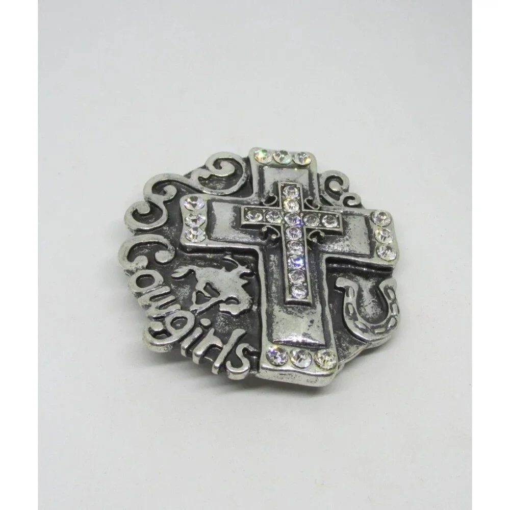 Cowgirls Cross Rhinestone Bucking Bronco Horse Rider Belt Buckle JL Designs